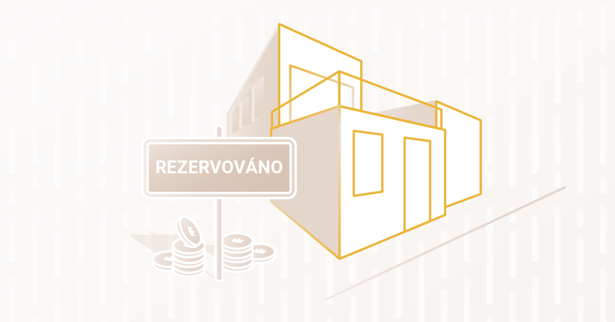 Dům a cedule s nápisem rezervováno ilustrující proces koupě nemovitosti